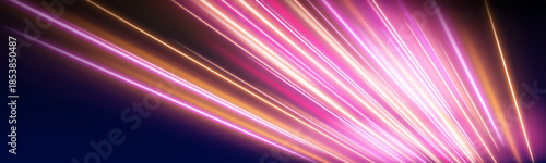 Glowing orange trails ripple through a cyberpunk cityscape. Neon curves highlight rapid movement. Perfect for futuristic energy visuals.