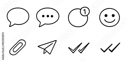 Minimalist chat and message notification icons on gray background