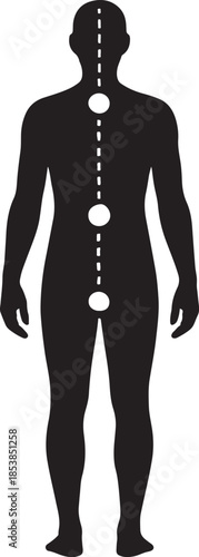 Human spine alignment silhouette. Posture correction and back health vector illustration. Chiropractic medical concept isolated on white background.