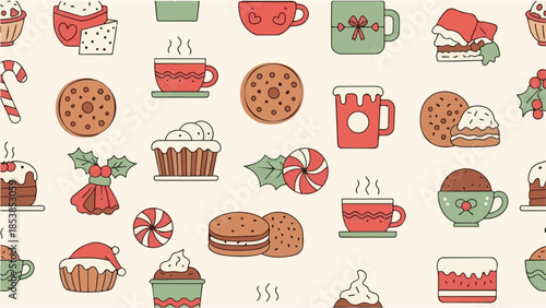 Cute Holiday Sweets Seamless Pattern Cozy Winter Treats