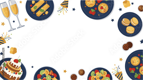 Flat Design Party Food Frame for Festive Events and Catering