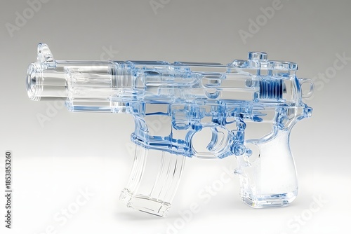Transparent Water Gun on White Background.