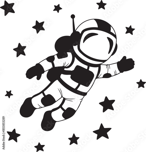 Astronaut Exploring Starry Space Kids Education Adventure