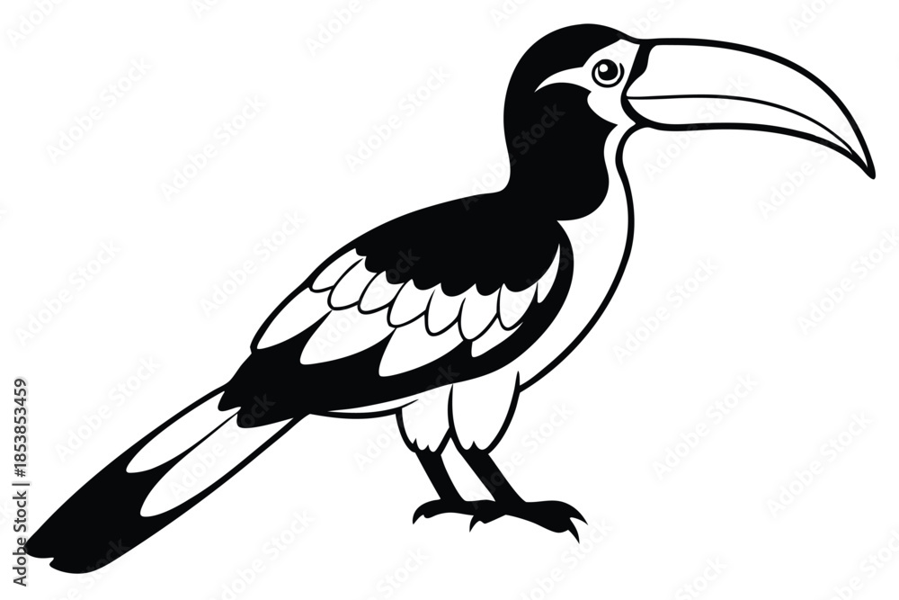 Obraz premium hornbill silhouette line art vector illustration with a white background