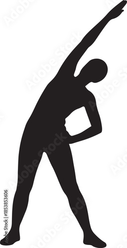 Fitness woman silhouette doing side stretch exercise isolated on white vector