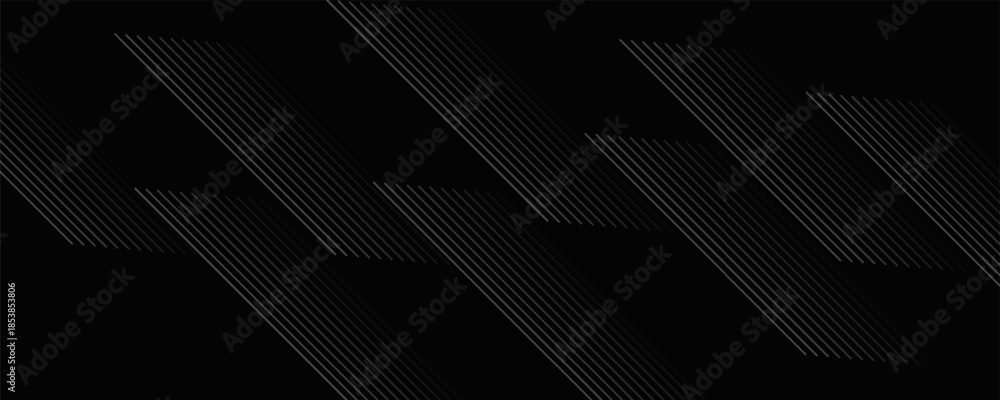 Obraz premium black geometric abstract background overlap layer on dark space with diagonal lines decoration. Modern graphic design element striped style for banner,