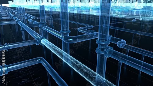 Underground water sewage pipeline network for city utility Urban Infrastructure Drain Distribution Plan Technical Art