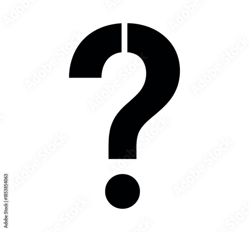 Question mark stencil icon isolated on white background