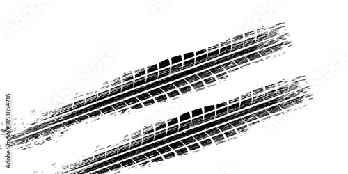 Tire track. Car, bike, motorcycle tyre mark with grunge effect isolated on white background. Eps 10