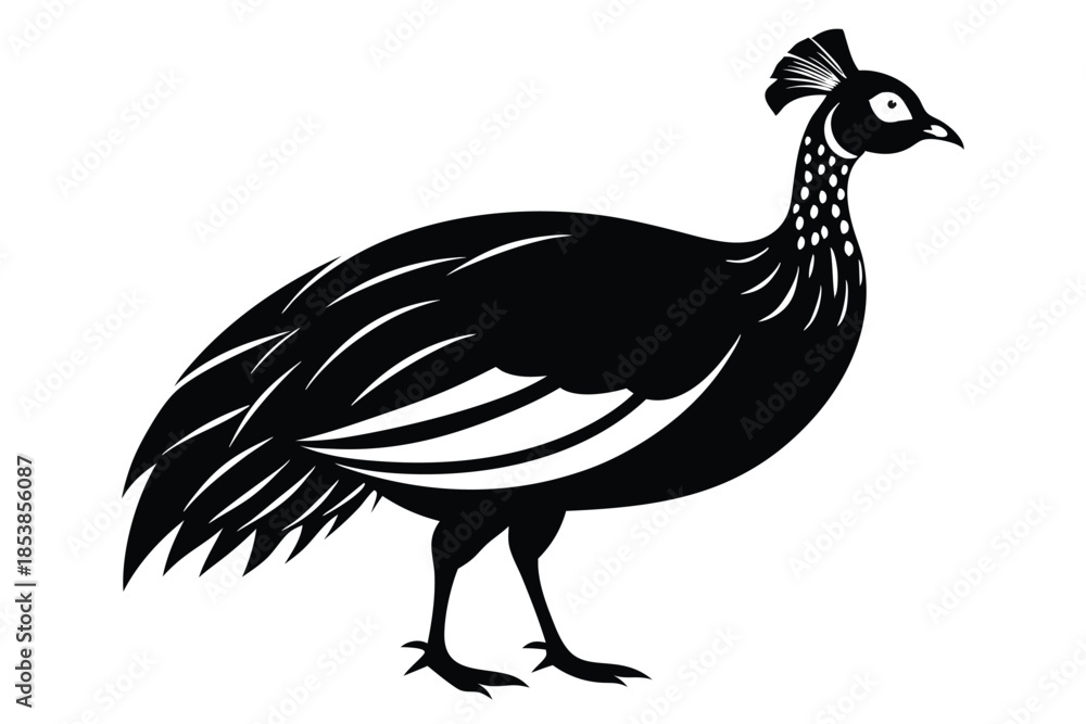 Fototapeta premium guineafowl silhouette line art vector illustration with a white background