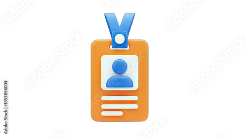 3D Badge ID Card Illustration on White Background