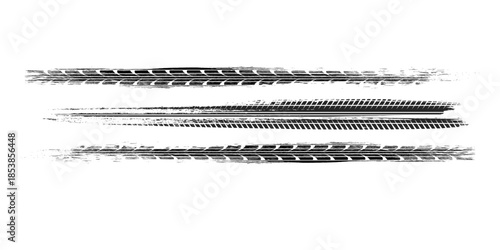 Tire track. Car, bike, motorcycle tyre mark with grunge effect isolated on white background. Eps 10