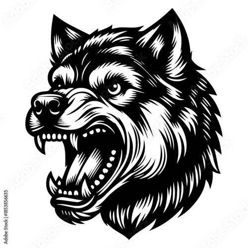 Tribal Wolf Head Vector Tattoo Illustration