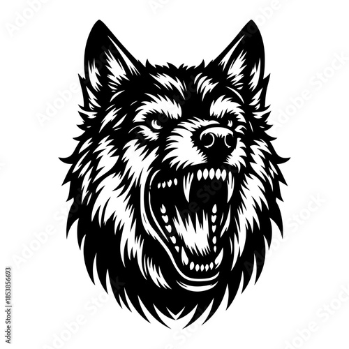 Tribal Wolf Head Vector Tattoo Illustration