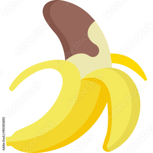 Banana in Chocolate Icon Flat Style – Valentine’s Day Dessert, Romantic Treat, Sweet Love Symbol