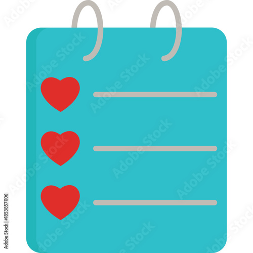 Love Diary Icon Flat Style – Valentine’s Day Romance, Couple Memories, Romantic Journal Symbol