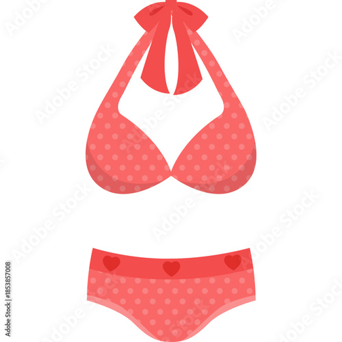 Bikini Icon Flat Style – Valentine’s Day Beach Love, Summer Romance, Honeymoon Swimwear Symbol