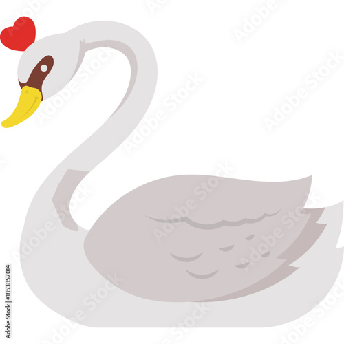 Swan Icon Flat Style – Valentine’s Day Love, Romantic Couple, Elegant Bird Symbol