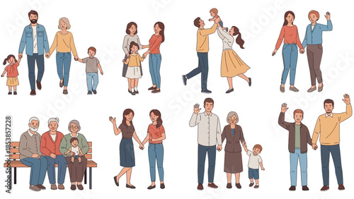 Diverse family members enjoying quality time together happily