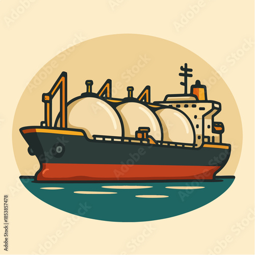 Cargo Ship At Sea Illustration