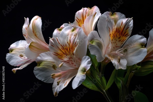 Elegant Alstroemeria Blossoms on Dark Canvas: A Celebration of Beauty and Life