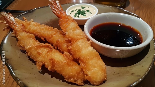 Fried shrimp with dipping sauce