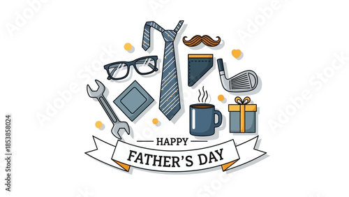 Happy Father's Day illustration with stylish elements