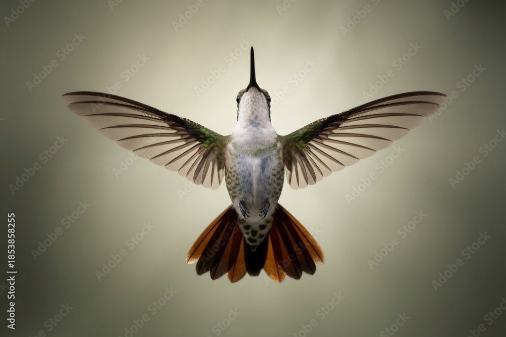 Naklejka premium Small bird with outstretched wings hovering gracefully
