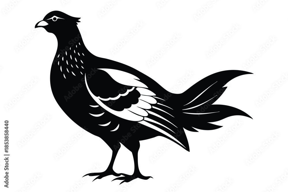Fototapeta premium grouse silhouette line art vector illustration with a white background
