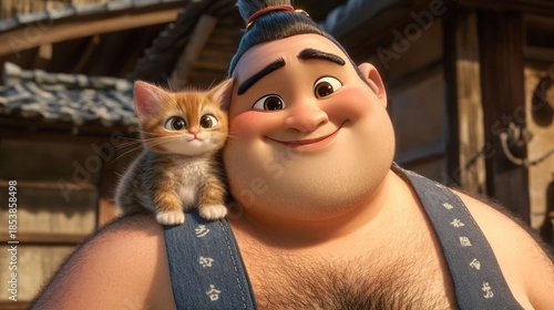 Friendly man with kitten