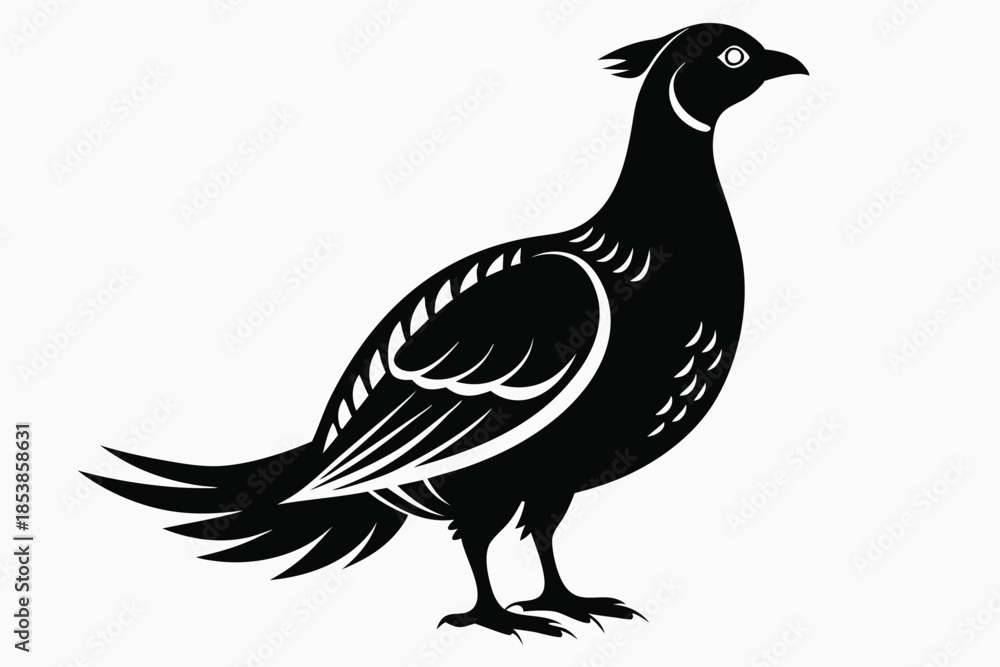 Fototapeta premium grouse silhouette line art vector illustration with a white background