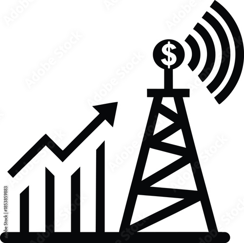 Financial growth and telecommunications industry investment icon