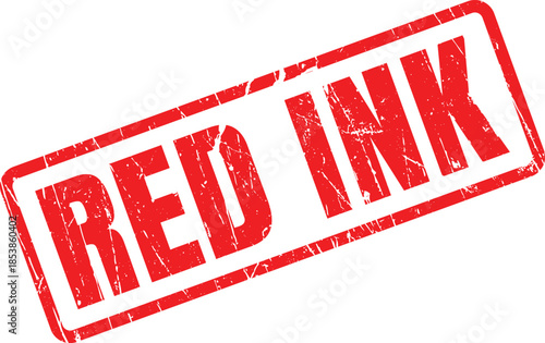 Classic red ink stamp impression featuring bold letters against a crisp white background