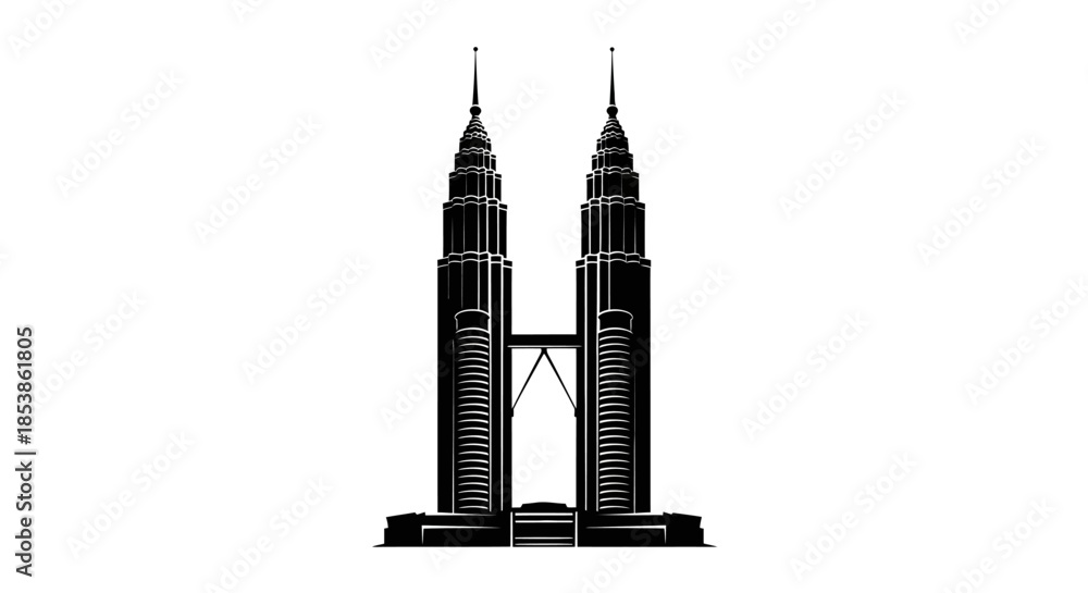 Fototapeta premium Petronas Towers silhouette with transparent background