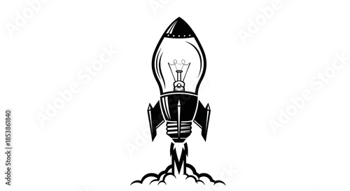 Rocket lightbulb idea with transparent background