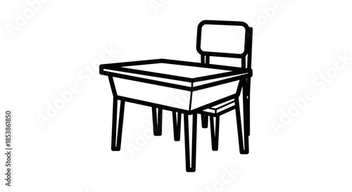 School desk and chair outline