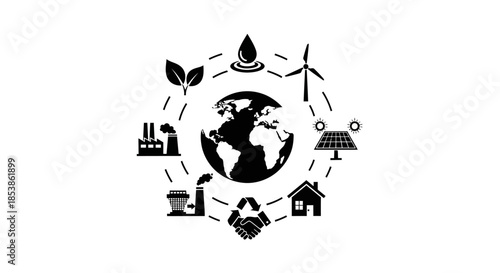 Sustainable energy and industry cycle around earth