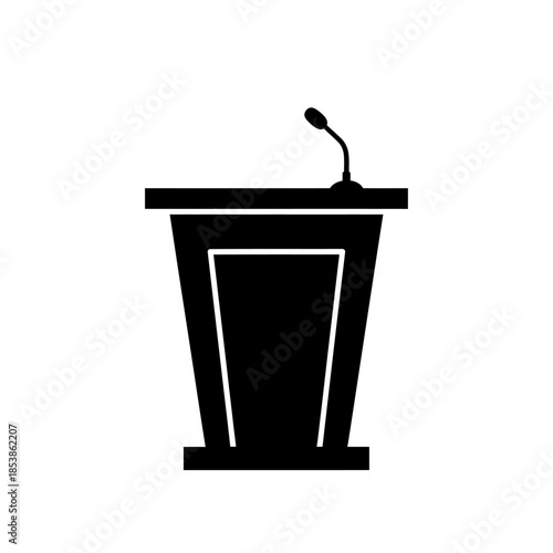 Public speaking podium with microphone