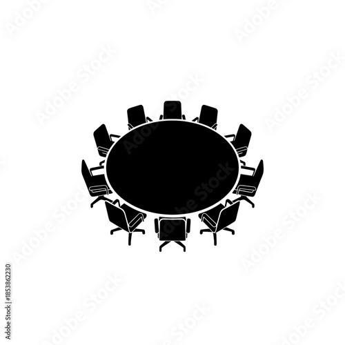 Meeting table with chairs around it in a circular formation