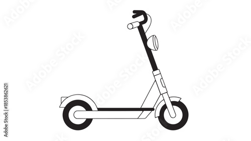 Minimalist outline of an electric scooter ready for urban commuting.