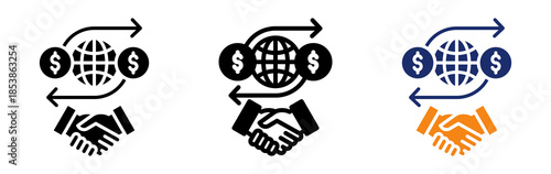 Trade Network Icon Collection Glyph & Mixed Style 