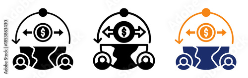 Crossborder Trade Icon Collection Glyph & Mixed Style 