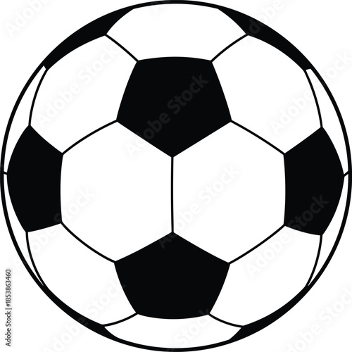 Classic black and white soccer ball isolated on white background, perfect for sports design, football illustration, athletic theme, and competition concepts