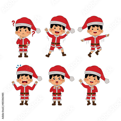 cute little boy christmas vector illustration