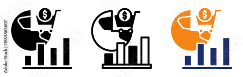 Global Market Icon Collection Glyph & Mixed Style 