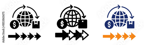 Trade Flow Icon Collection Glyph & Mixed Style 