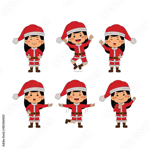 cute little girl christmas vector illustration