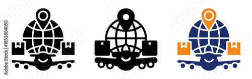 International Logistics Icon Collection Glyph & Mixed Style 