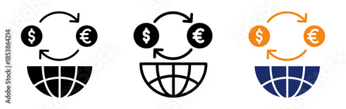 Global Exchange Icon Collection Glyph & Mixed Style 