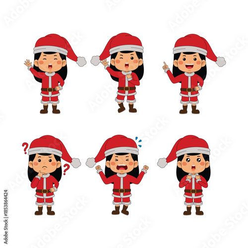 cute little girl christmas vector illustration